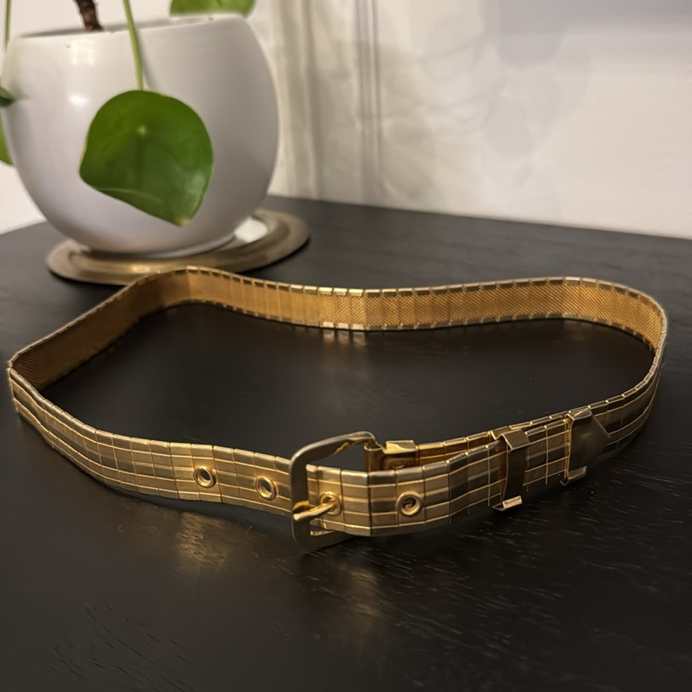 Vintage Gold Metal Minimalist Belt - Picture 2 of 7